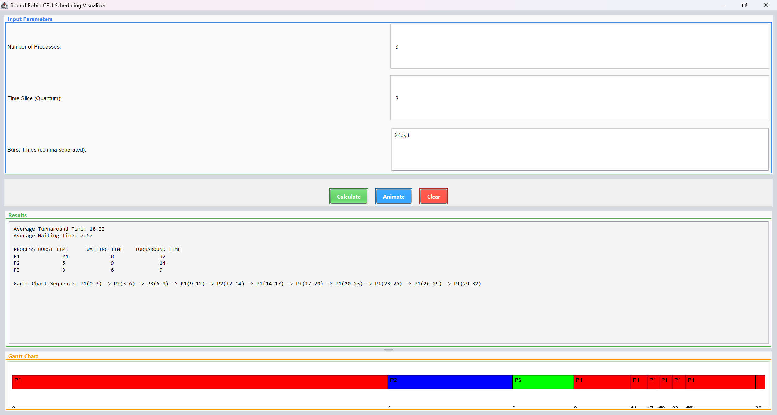 Round Robin CPU Scheduling Visualizer
